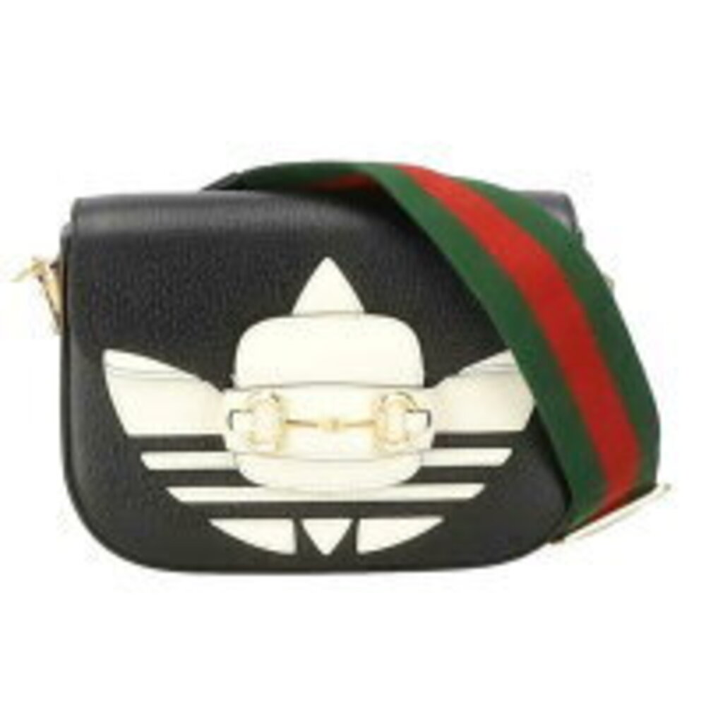 Gucci x Adidas Horsebit 1955 shoulder bag black leather white